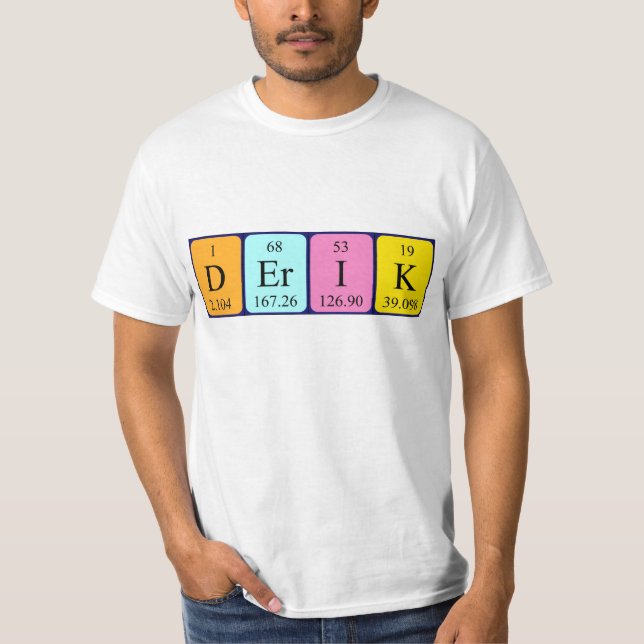 Derik Namen-Shirt periodischer Tabelle T-Shirt (Vorderseite)