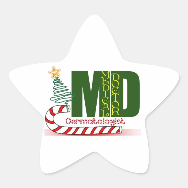 Dermatologin MERRY CHRISTMAS Stern-Aufkleber (Vorderseite)