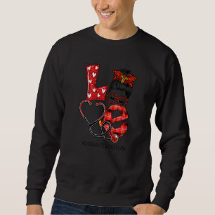 Dermatology Nurse Kariert Leopard Liebe Heart Mess Sweatshirt