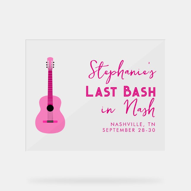 Dernier Bassin de Guitare Rose à Nash Bachelorette (Recto)