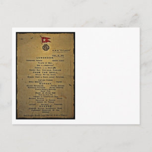 Dernier menu RMS Titanic