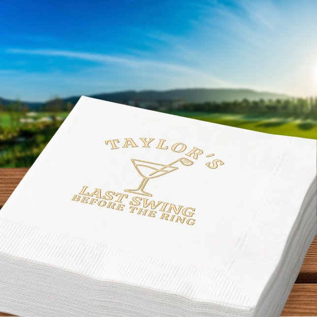 Dernier Swing Avant Le Bachelorette De Golf Ring (Last Swing Before The Ring Golf Bachelorette Foil Napkins
by Ricaso for the bride to be and her crew)