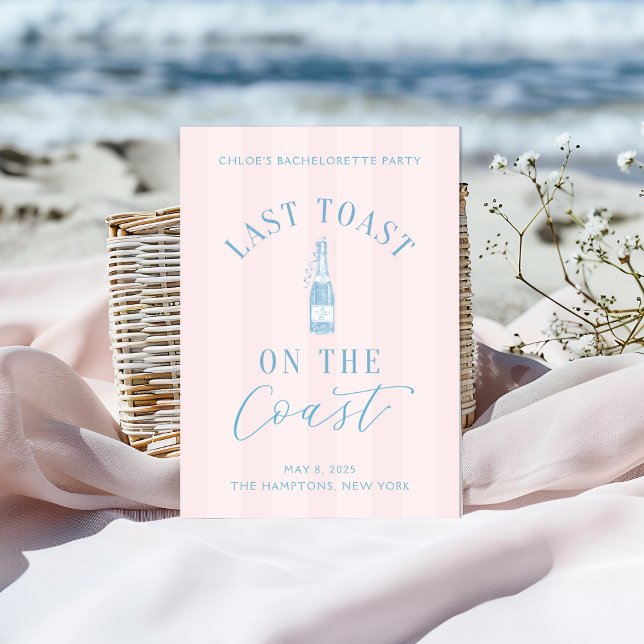 Dernier Toast Sur La Côte Bachelorette Invitation  (Last toast on the coast Invitation | Hamptons Bachelorette Trip | Elegant Beach Party Details)