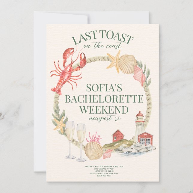 Dernier toast sur la côte Invitation de bacheloret (Devant)