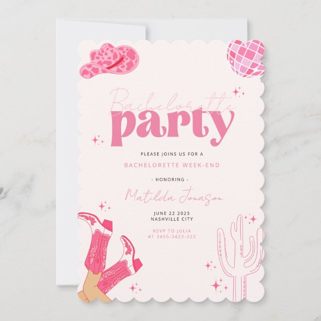 Dernière disco rodéo bachelorette invitation (Devant)