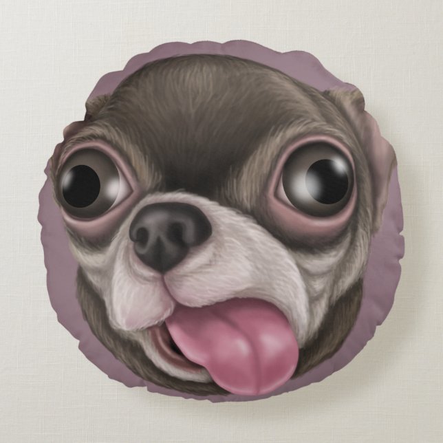 Derpie Chihuahuas Rundes Kissen (Vorderseite)