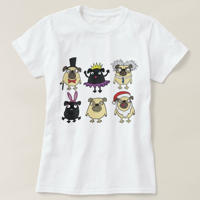 Derpie Möpsen in Kostümen T-Shirt (Design vorne)