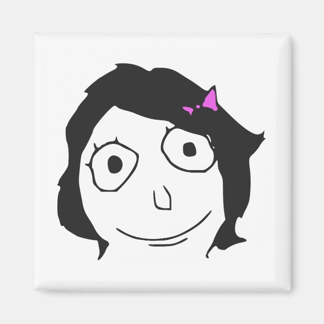 Derpina Black Hair Brünett Rage Face Meme Magnet (Vorne)