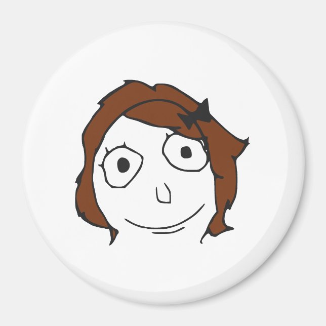 Derpina Brown Hair Rage Face Meme Magnet (Vorne)