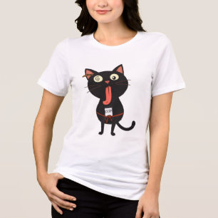 Derpy Black Cat mit goofy Expression Tri-Blend Shirt