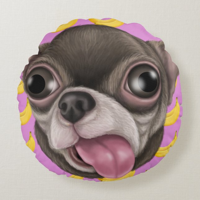Derpy Chihuahuas Rundes Kissen (Vorderseite)
