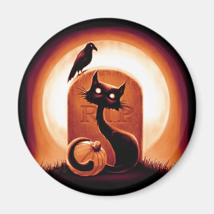 Derpy Halloween Cat von einem Grabstein Magnet