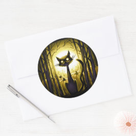 Derpy Little Halloween Cat in einem Pumpkinpflaste Runder Aufkleber
