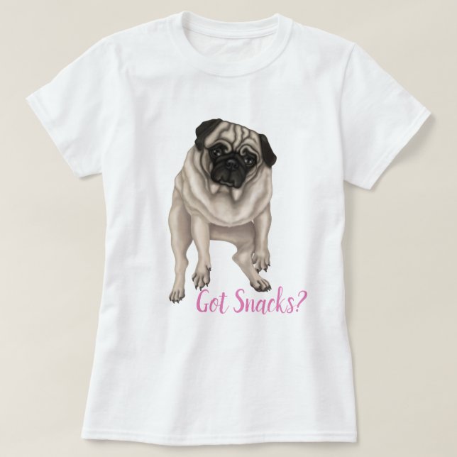 Derpy Mops - Got Snacks? T-Shirt (Design vorne)