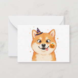 Derpy Shiba Inu Halloween-Kürbis Mitteilungskarte