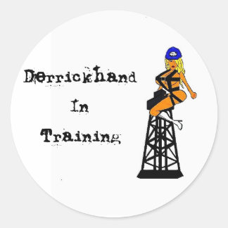 Derrickhand beim Training von Harthutenaufklebern Runder Aufkleber