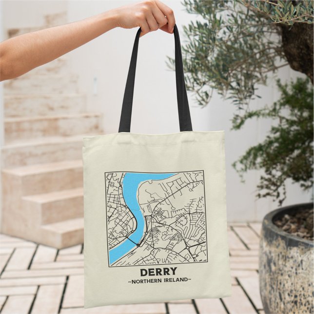 Derry, Northern Ireland City Map Tote Bag (Créateur téléchargé)