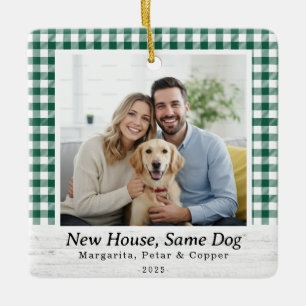Derselbe Hund, neues Haus - Green Buffalo Karo Fot Keramikornament