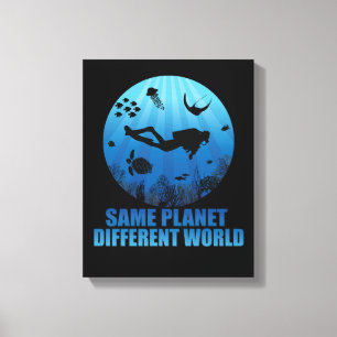 Derselbe Planet Anderer World Scuba Diver Leinwanddruck