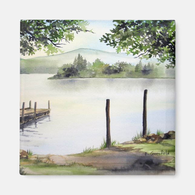 Derwent Water Keswick England Aquarellmalerei Magnet (Vorne)