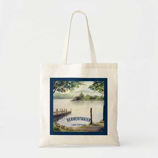 Derwent Water Keswick England Aquarellmalerei Tragetasche (Vorne)