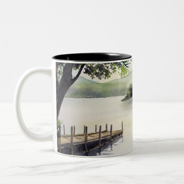 Derwent Water Keswick England Aquarellmalerei Zweifarbige Tasse (Links)