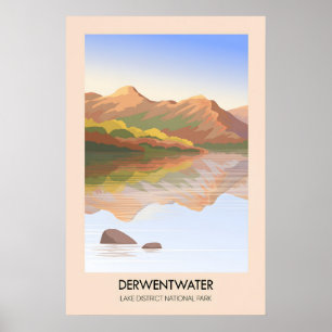 Derwentwater Lake District Reiseposter Poster