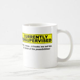 Derzeit unbeaufsichtigter lustiger Becher Kaffeetasse