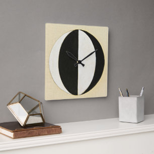 Derzeitiger Stand von Mahatmas durch Hilma af Klin Quadratische Wanduhr