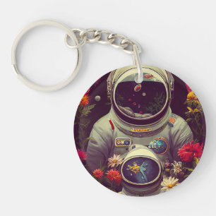 Des astronautes colorés dans l'espace avec des fle