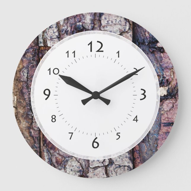 Des Baumrinde-Holzfäller-oder Tischlers Büro Große Wanduhr (Vorderseite)