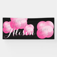 Des bulles roses répétant une bannière d'anniversa