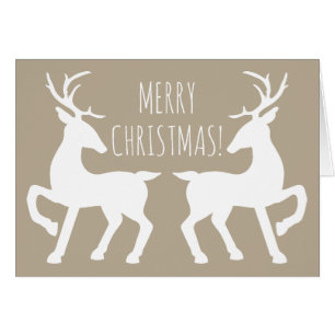 Des Cerfs Blancs Sur Un Noël Personnalisable Beige