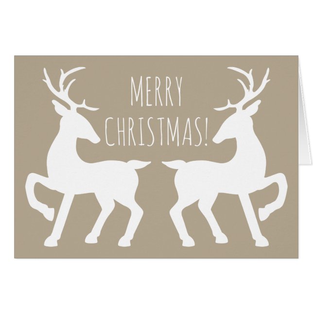 Des Cerfs Blancs Sur Un Noël Personnalisable Beige (Devant horizontal)