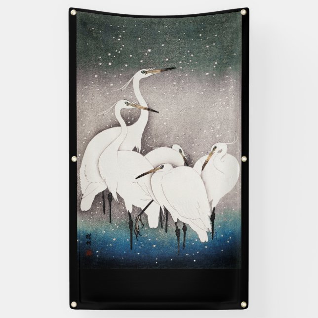 DES CRANES EN NEIGE Bannière IMPRIMANTE JAPONAISE (Vertical)