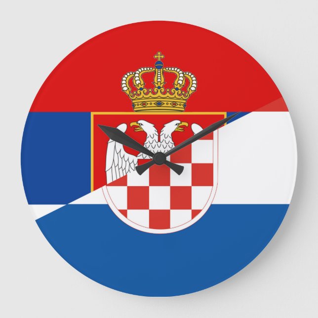 des Flaggen-Landes Serbiens Kroatien halbes Symbol Große Wanduhr (Vorderseite)