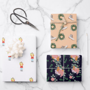 des fleurs et un jeu de papier d'emballage ami