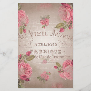 Des französischen Vintagen BlumenRose Rosen-Rosas Briefpapier