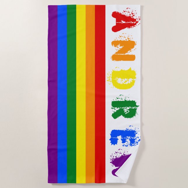 Des Gay Pride-LGBT Buchstaben Regenbogen-des Strandtuch (Vorderseite)