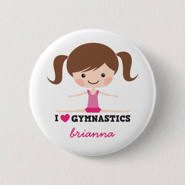 Des Gymnastik-Cartoon-Mädchens der Liebe I Button (Vorderseite)