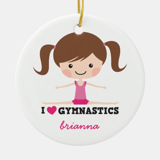 Des Gymnastik-Cartoon-Mädchens der Liebe I Keramik Ornament (Vorne)