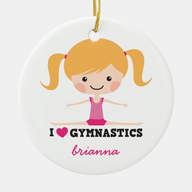 Des Gymnastik-Cartoon-Mädchens der Liebe I Keramik Ornament (Vorne)