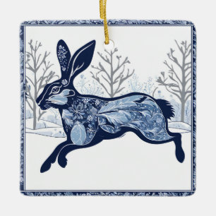 Des Hasen winterliche launische Wanderung Keramikornament