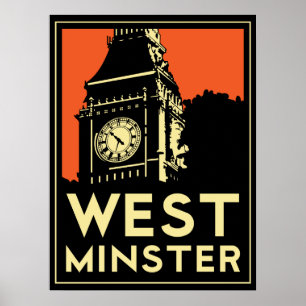 des Kunst-Dekos Londons Westminster England retro Poster