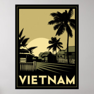 des Kunst-Dekos Vietnams Südostasien retro Reise Poster