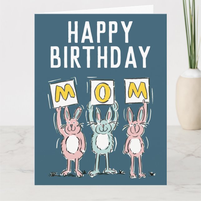 Des lapins sur une belle carte de maman d'annivers (Devant)
