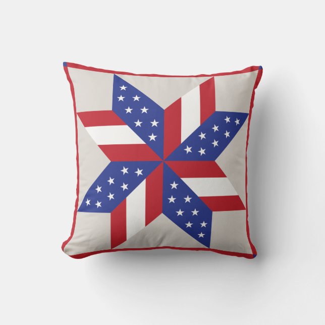 Des LeMoyne Stern-{Flagge} Scheunen-Steppdecke Kissen (Vorderseite)