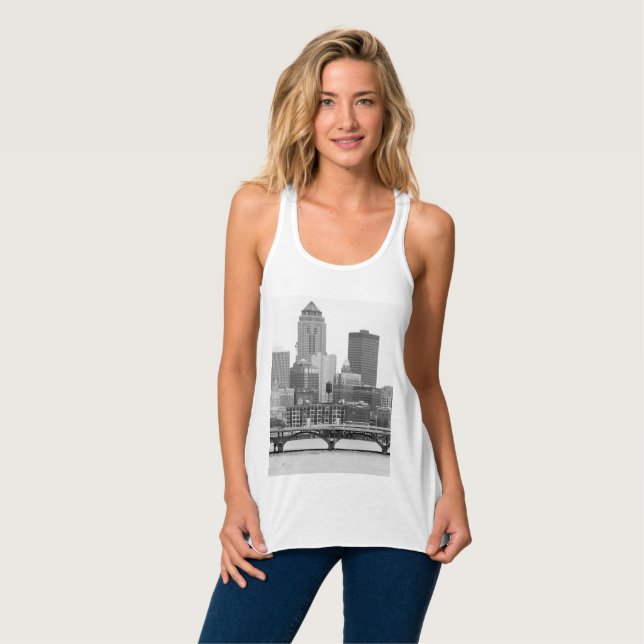 Des Moines in b&w T - Shirt (Vorderseite Vollansicht)