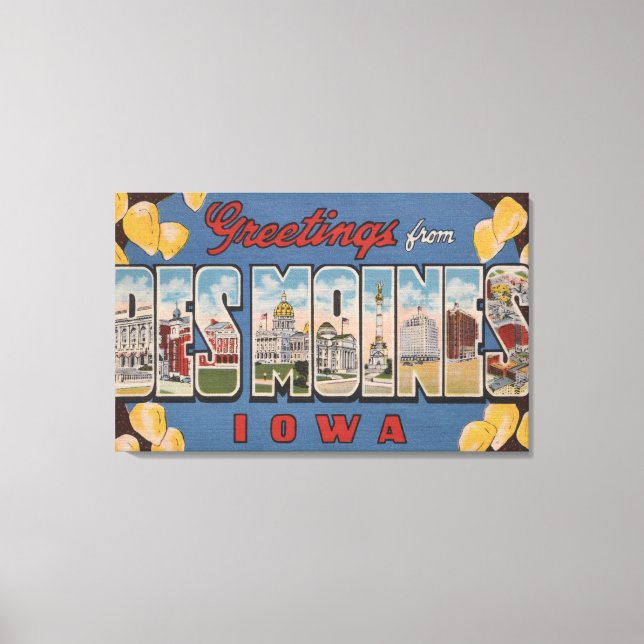 Des Moines, Iowa - Großbuchstaben - Szenen 2 Leinwanddruck (Vorderseite)