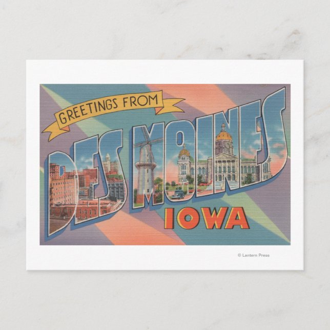 Des Moines, Iowa - Großbuchstaben - Szenen 3 Postkarte (Vorderseite)